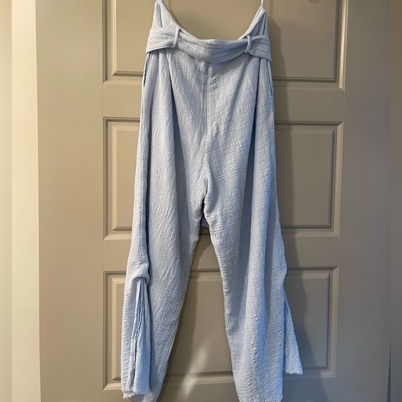 Pastel Blue Linen Mid-Length Skylar + Madison Pants - S - Picture 4 of 7